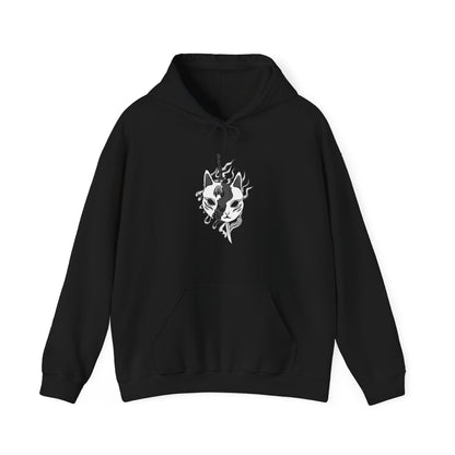 Kitsune Mask Black and White Graphic Hoodie