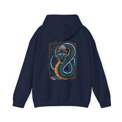 Blue Japanese Dragon Graphic Hoodie