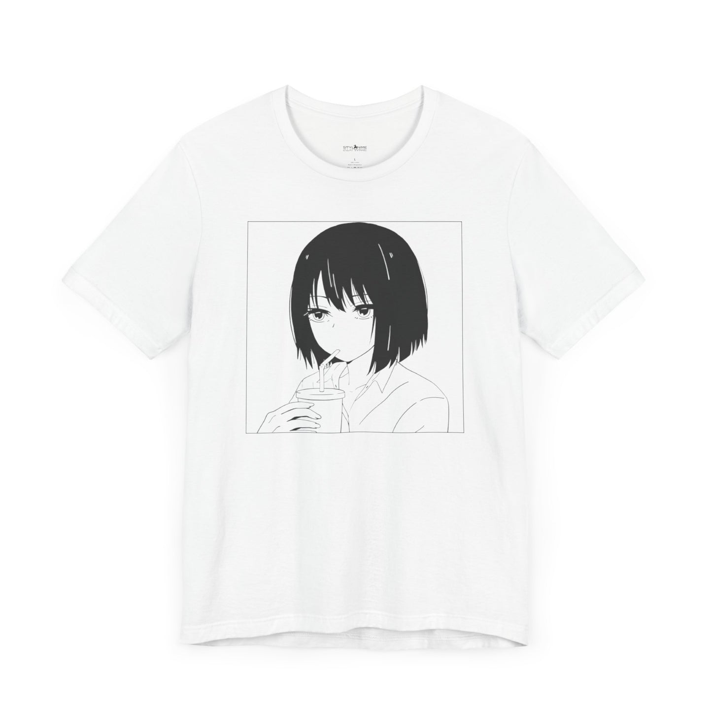 Sip in Style: Graphic Anime Girl T-shirt