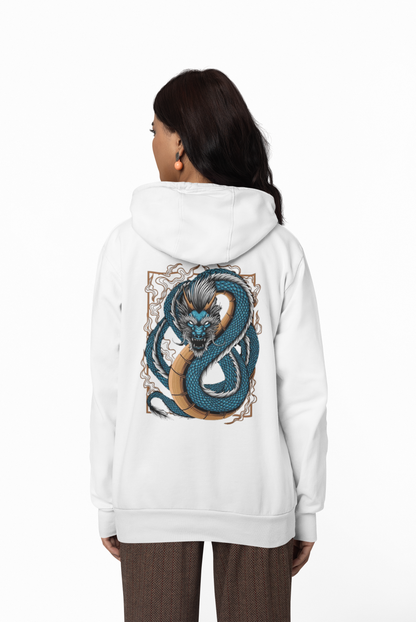 Blue Japanese Dragon Graphic Hoodie