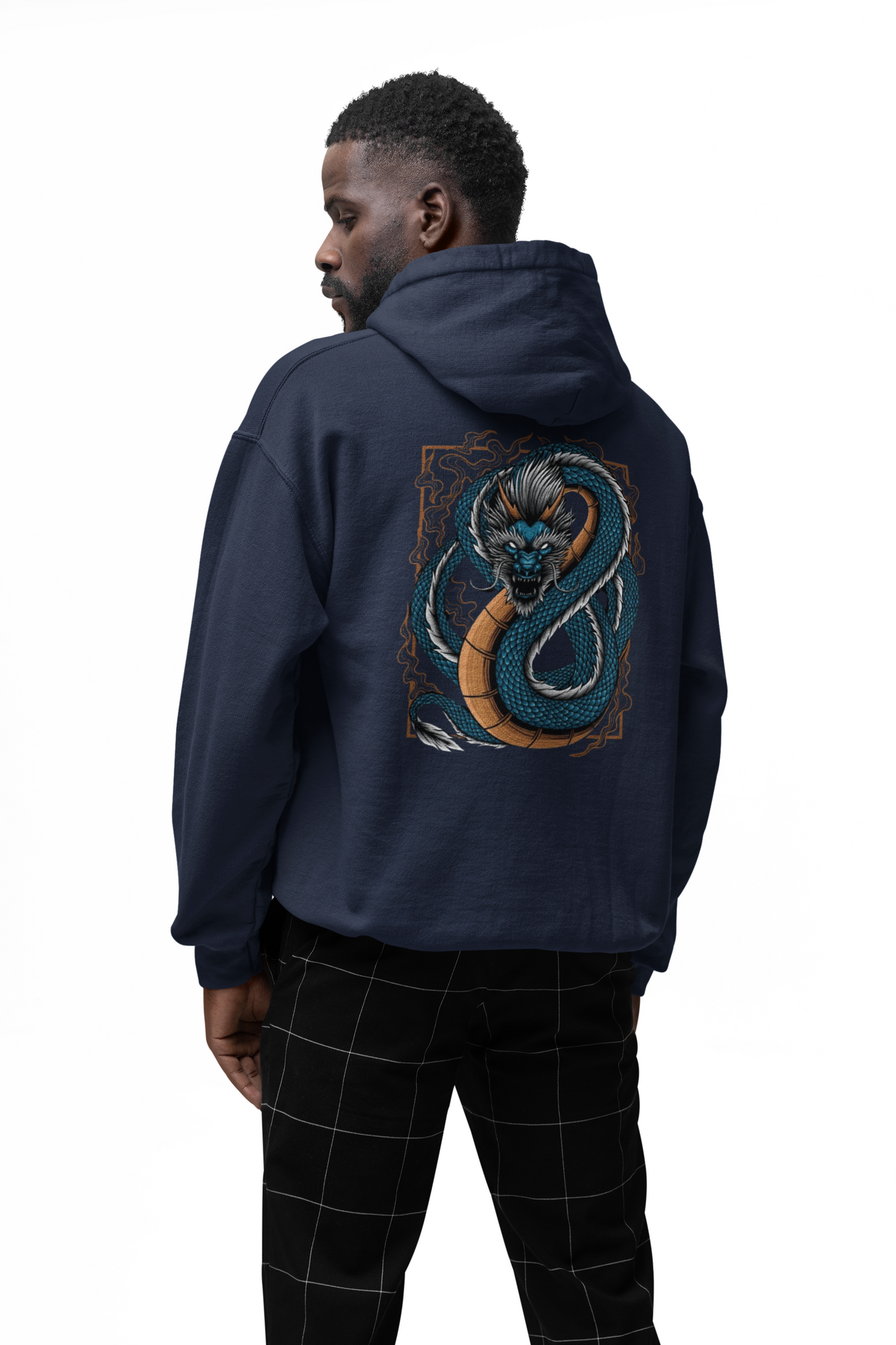 Blue Japanese Dragon Graphic Hoodie