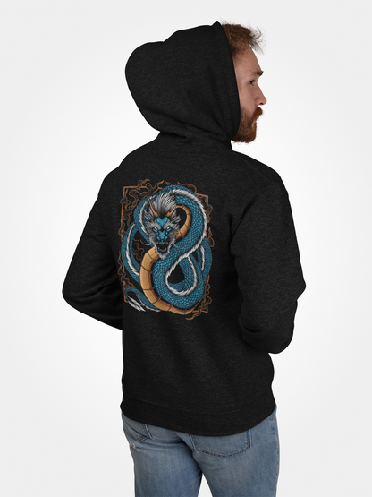 Blue Japanese Dragon Graphic Hoodie