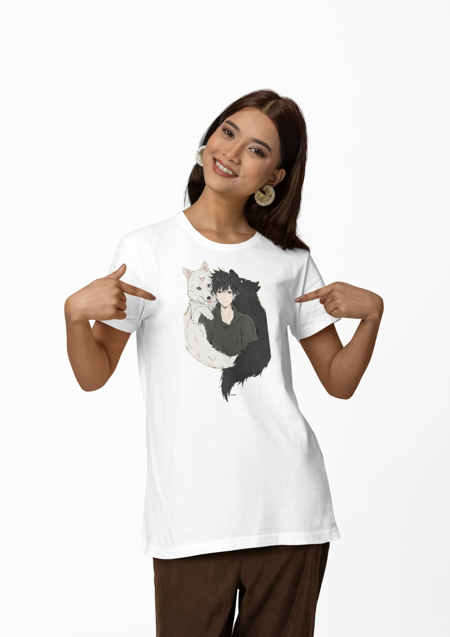 Master of Moon Spirits: Yin and Yang Wolves Graphic Anime T-shirt