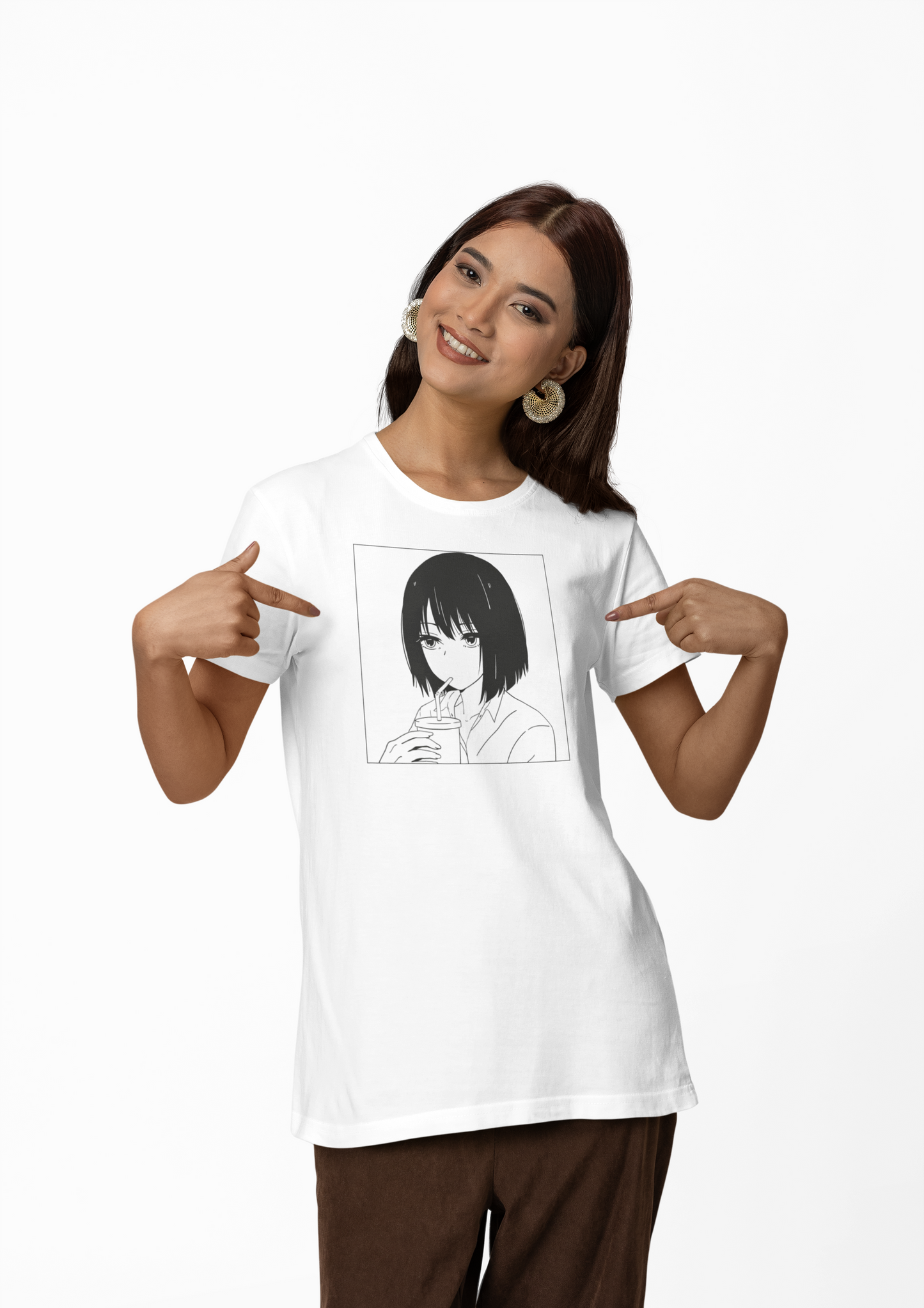 Sip in Style: Graphic Anime Girl T-shirt