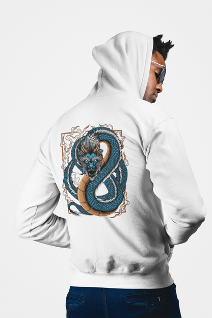 Blue Japanese Dragon Graphic Hoodie