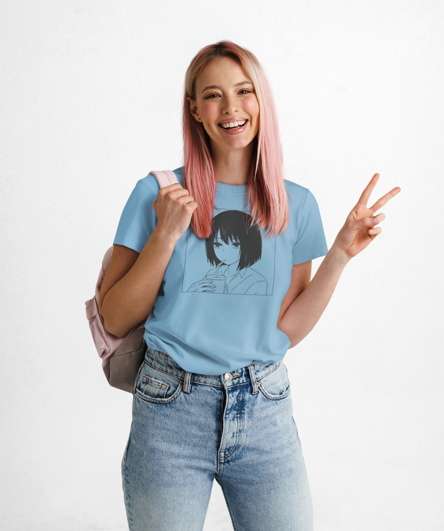 Sip in Style: Graphic Anime Girl T-shirt