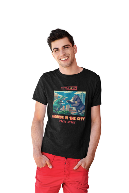 8 Bit Reptile vs Ape Graphic Anime T-shirt