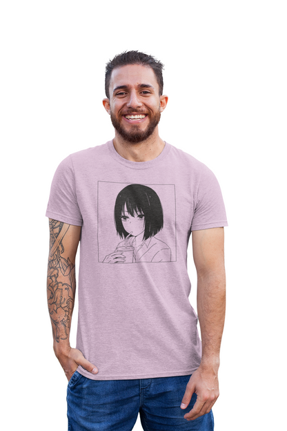 Sip in Style: Graphic Anime Girl T-shirt