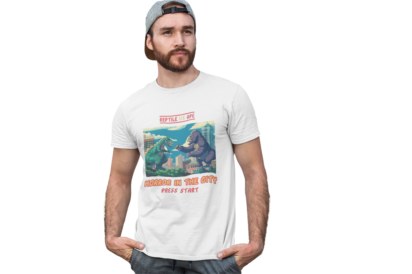 8 Bit Reptile vs Ape Graphic Anime T-shirt