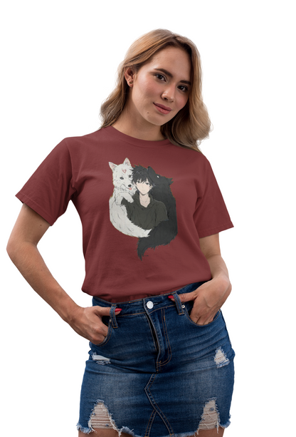 Master of Moon Spirits: Yin and Yang Wolves Graphic Anime T-shirt