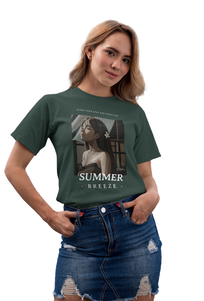 Summer Breeze Graphic Anime Girl T-shirt